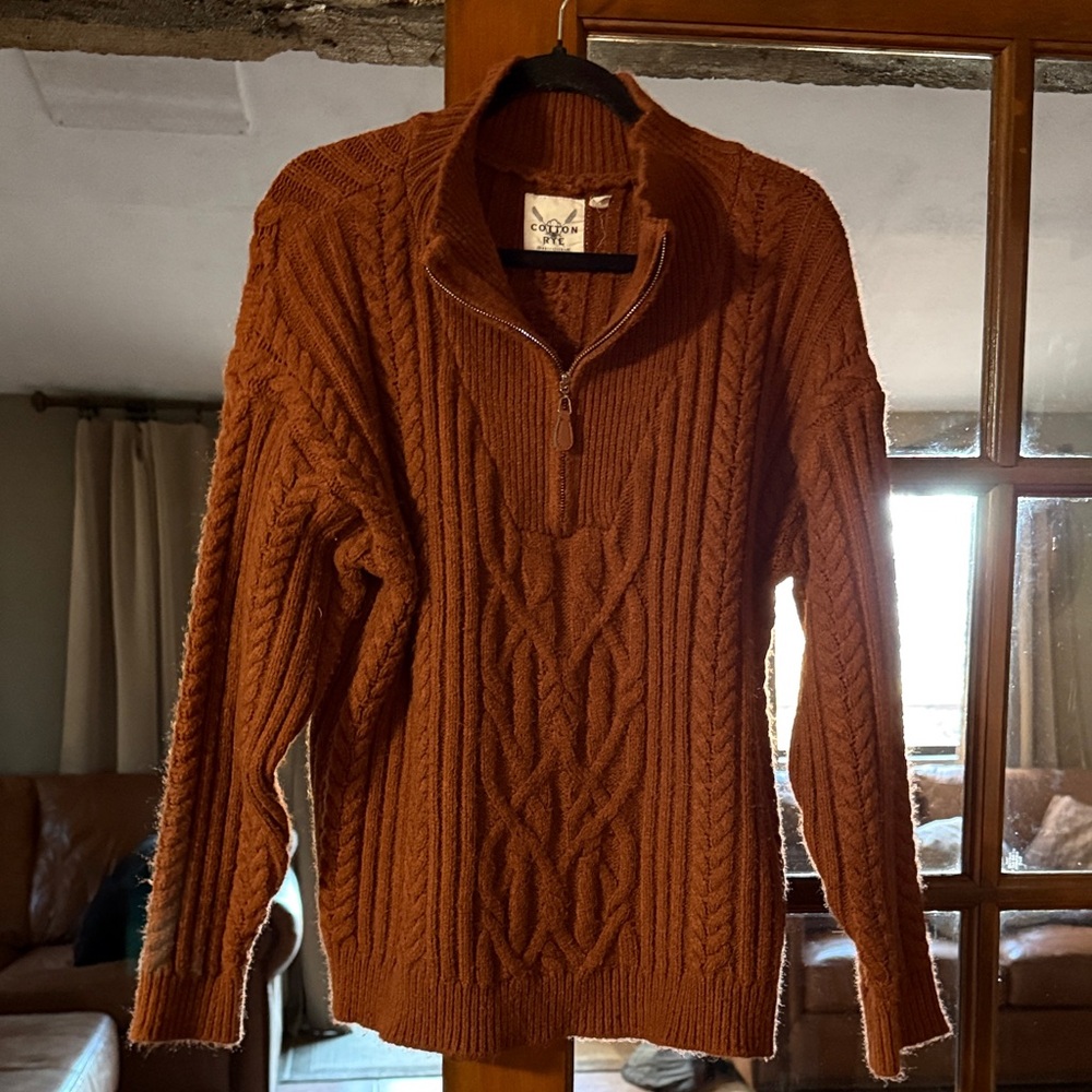 Cozy Cable Knit Sweater in Rust